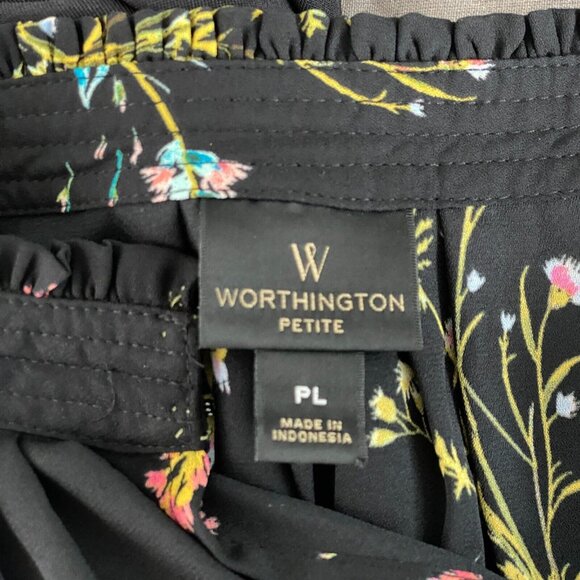 Worthington Women's Blouse Split Neck Petite Floral-Print Split-Neck arge - Picture 9 of 9